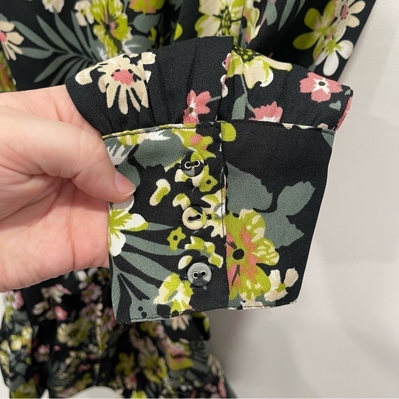 Walter Baker Leighton Floral Belted Mini Dress Size X-Small Long Sleeve A-Line - Picture 7 of 11